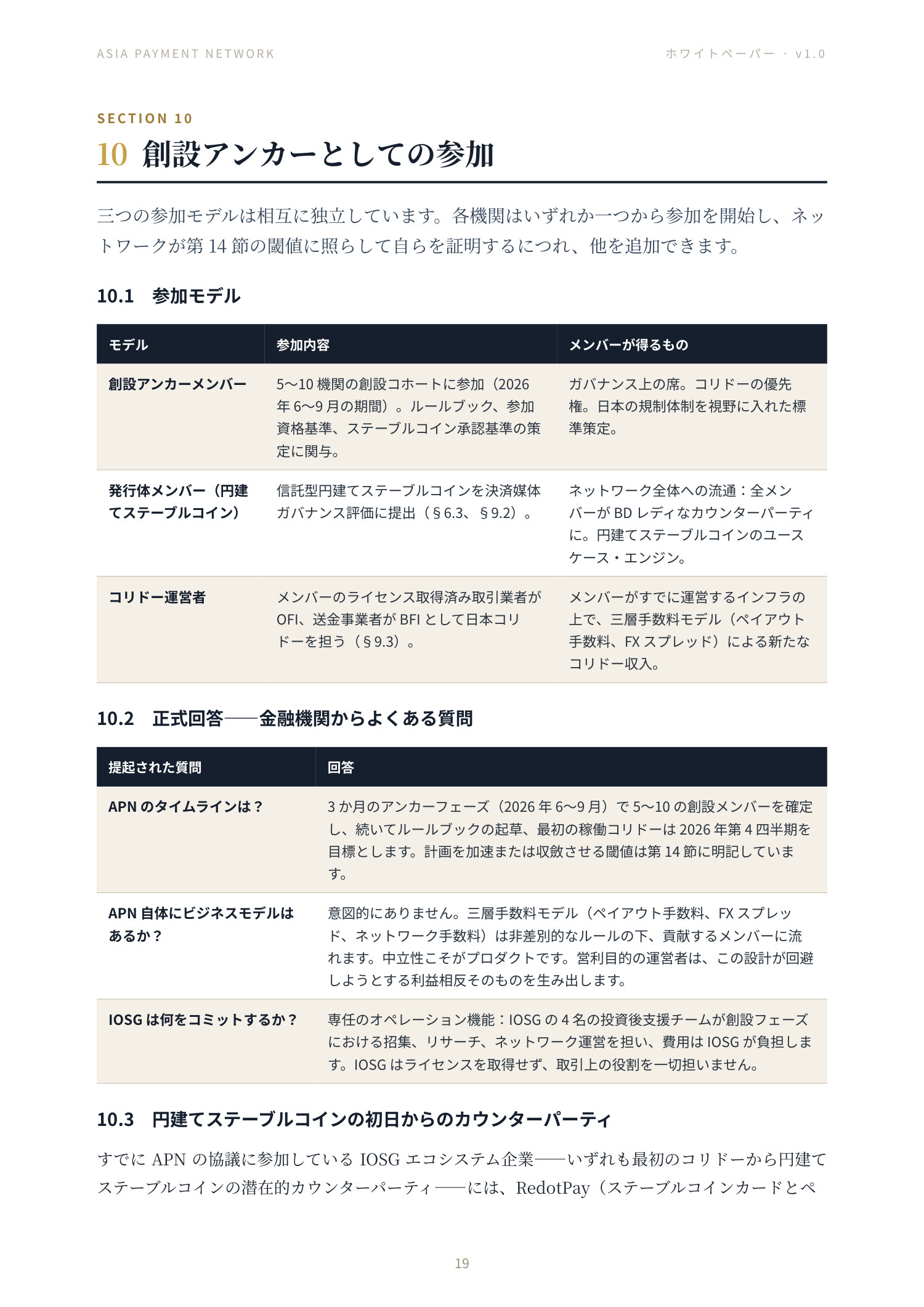 Asia Payment Network ホワイトペーパー 19 ページ